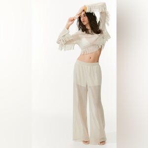 H&M WIDE-LEG HOLE-KNIT PANTS